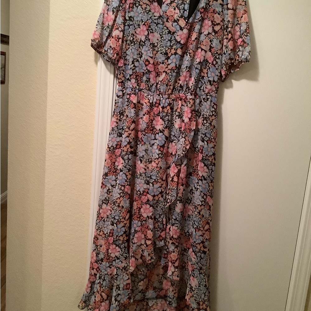 INC International Concepts Red and Blue High Low Sundress